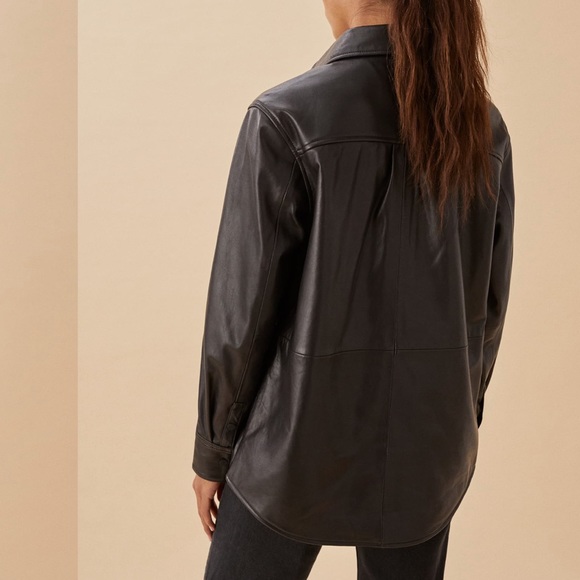 Reformation Veda Leather Shirt Jacket - Picture 3 of 8